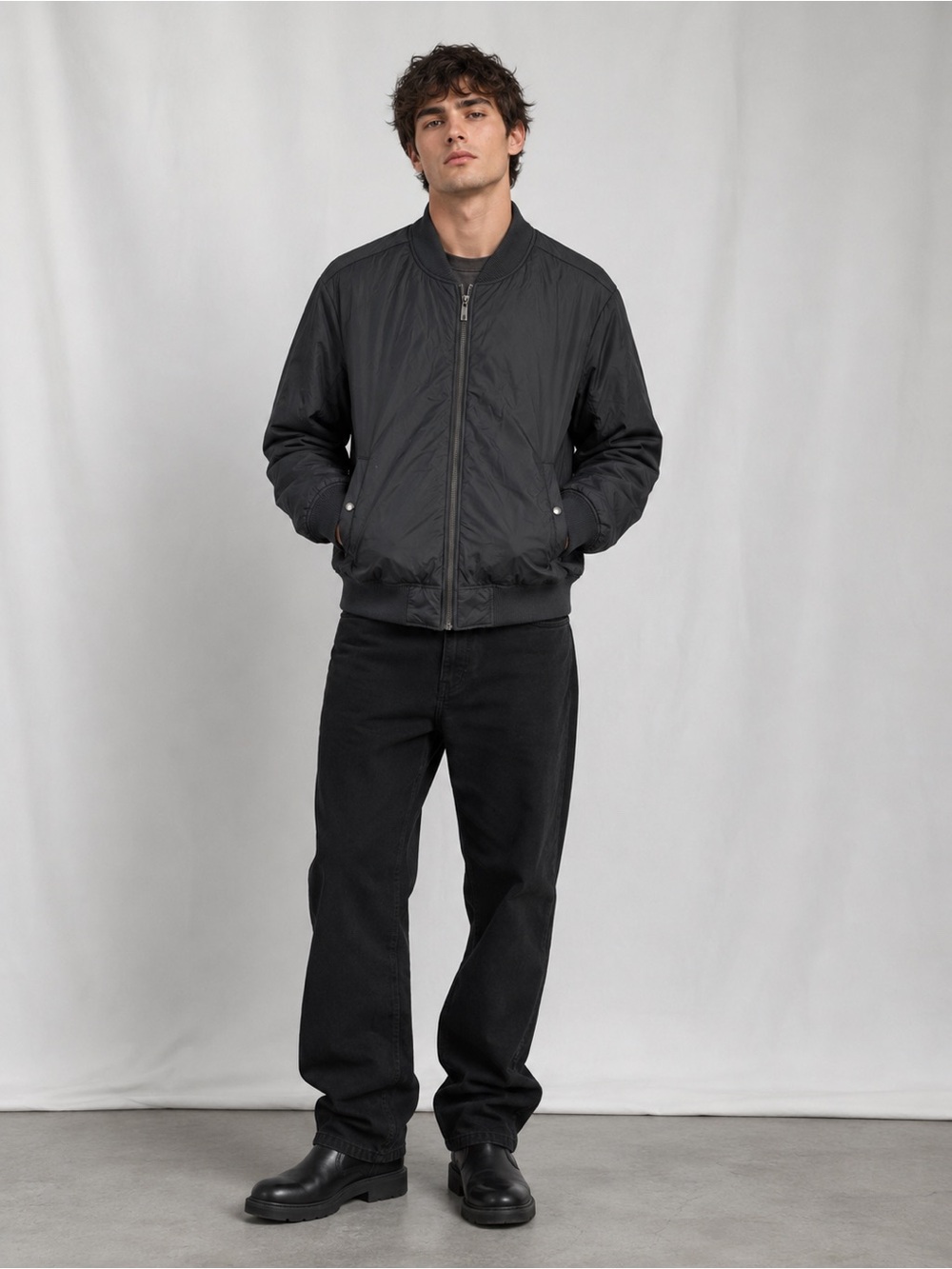Velvet by Graham & Spencer Black‎ Nylon Bomber Jacket